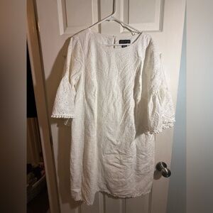 White Eyelet Cotton Dress